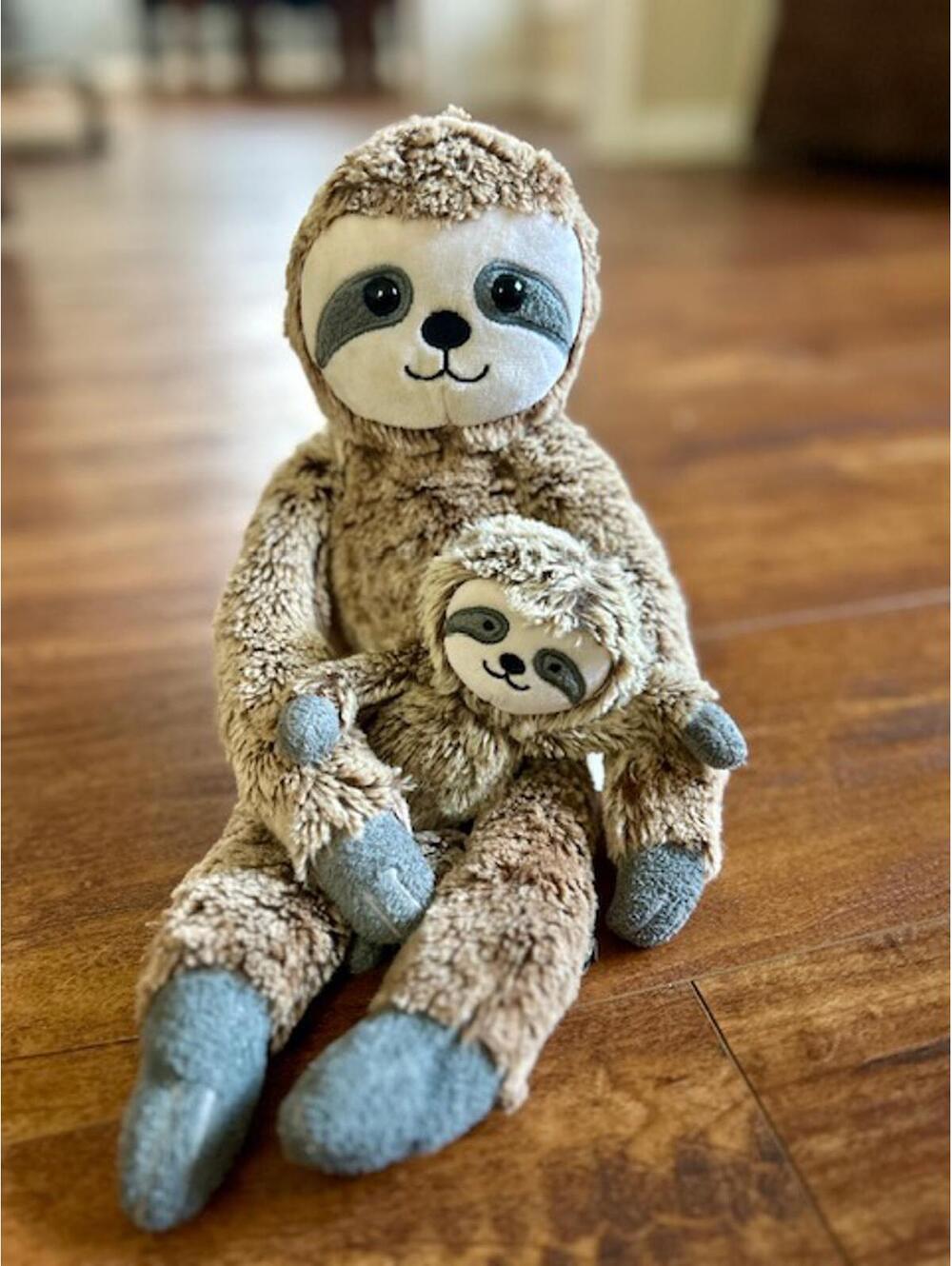 Set of Two Plush Sloth Stuffed Animals - Large and Small